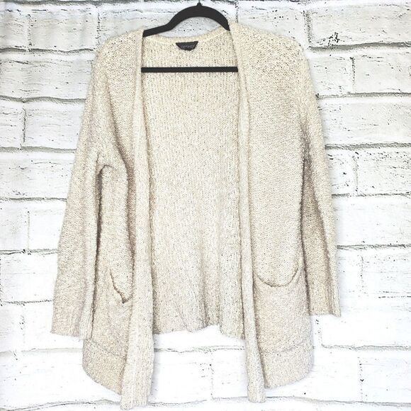 Topshop Sweaters - Topshop Cream Open Front Long Sleeve Knit Cardigan Womens 6 Casual